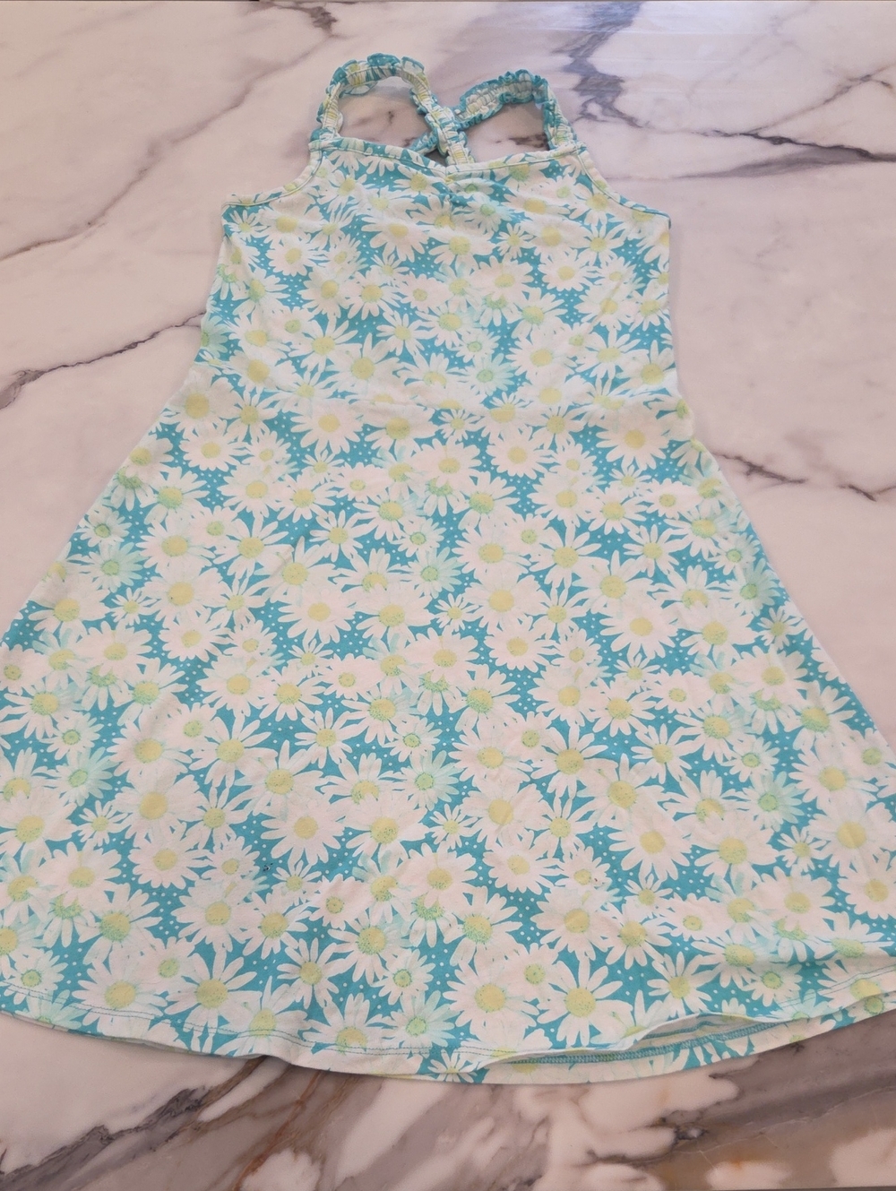 SO Aqua and White Daisy Summer Dress